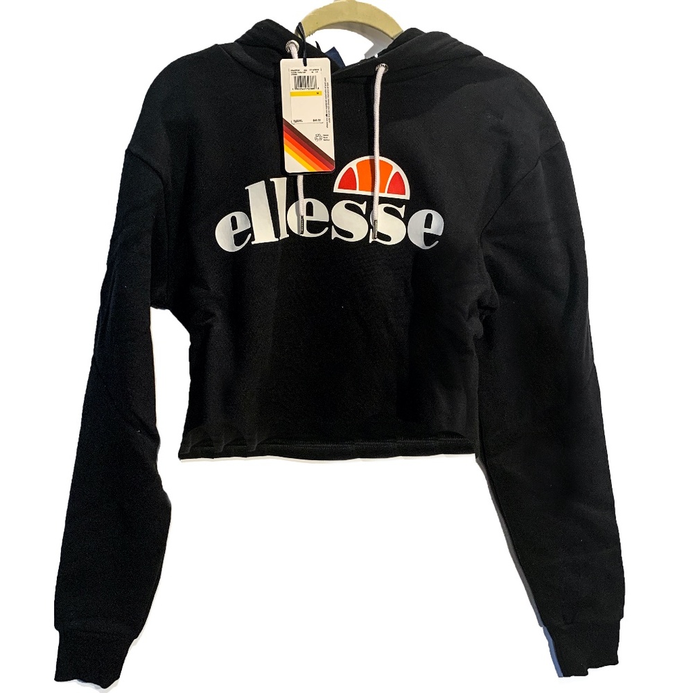 NEW Ellesse Crop Hoodie Black